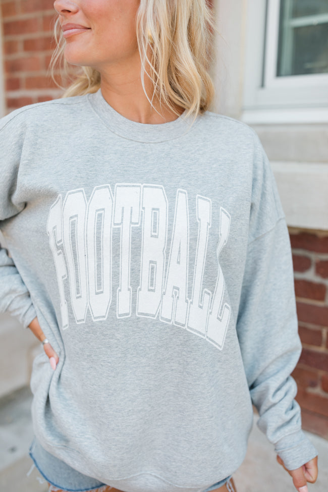 Football Block Grey Oversized Graphic Sweatshirt