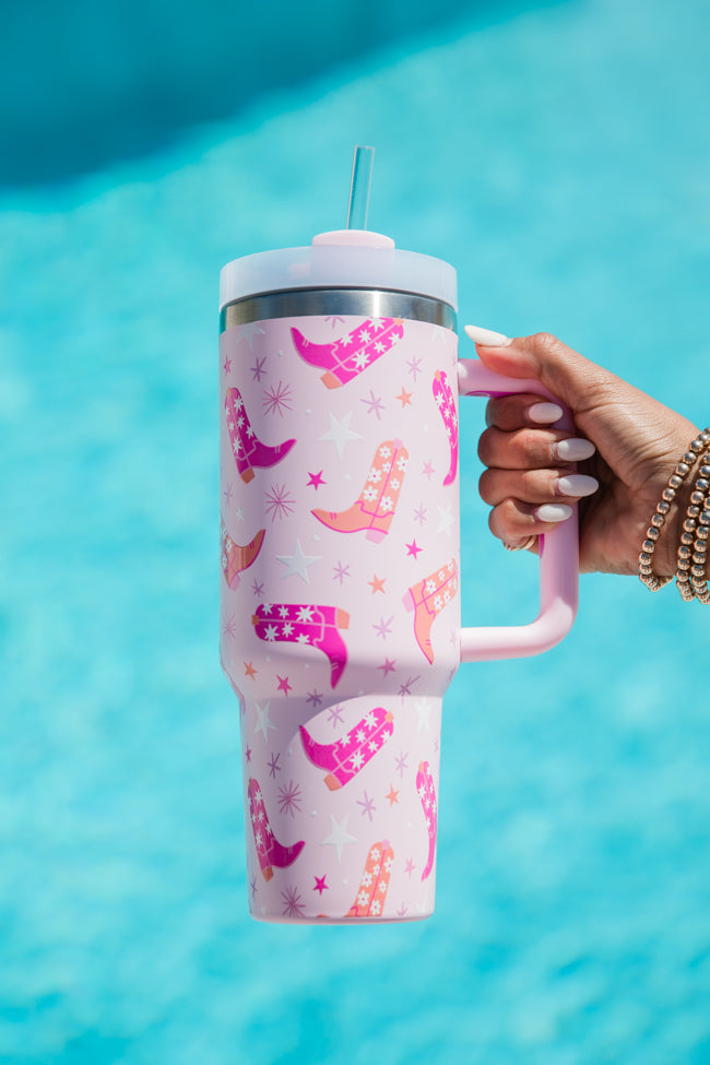 Sippin' Pretty In Giddy Up Girly 40 0z Drink Tumbler With Lid And Straw