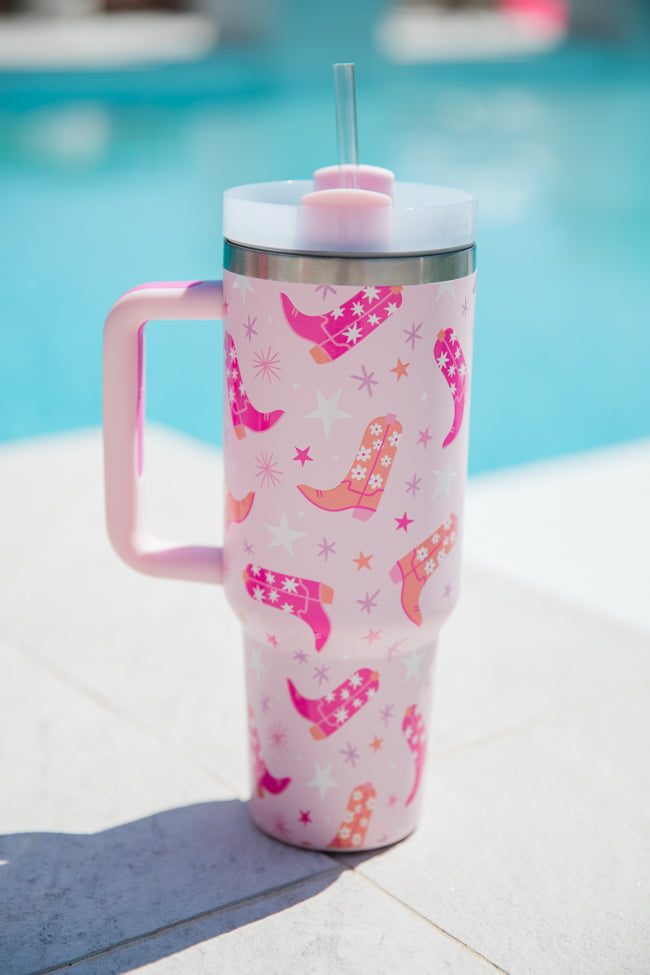 Sippin' Pretty In Giddy Up Girly 40 0z Drink Tumbler With Lid And Straw