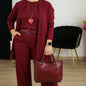 Elegant 3-piece set including long cardigan, top and pants💞