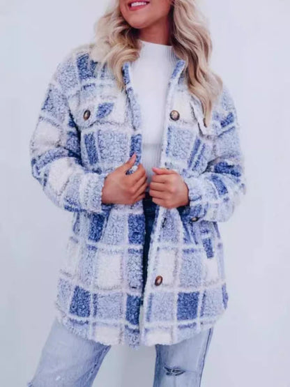 Women's New Teddy Plaid Jacket