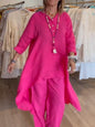 Women's Solid Color Linen Casual Suit