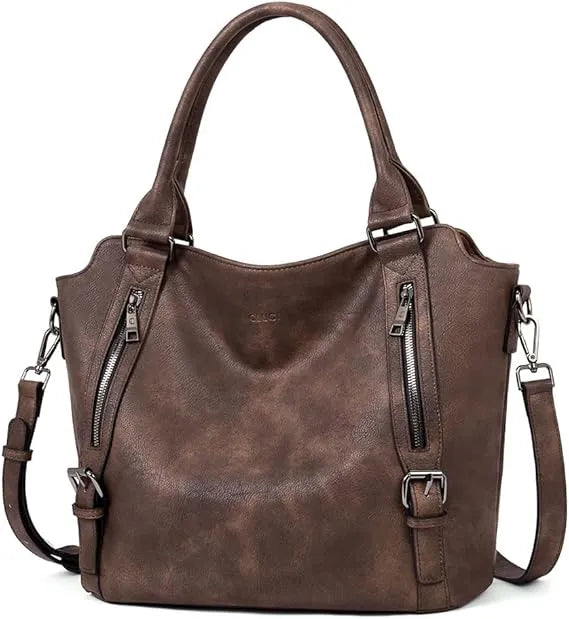 👜CLUCI Vegan Leather Large Handbags Tote Purse Shoulder Bag with Adjustable Strap