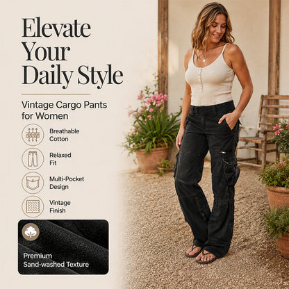 ✨Women's Vintage Wide Leg Cargo Pants