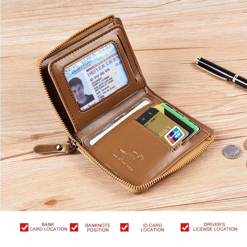 Men Wallet Zipper Purse with Rfid Protected