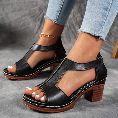 Women's Chunky Heel Sandals-Arch Support Sandals