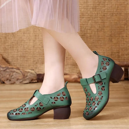 Wearscomfy Women's Leather Retro Ethnic Style Casual Shoes