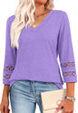2025 Women’s Casual V-Neck T-Shirts  3/4 Length Sleeve Fashion Tops