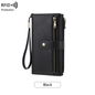 Women's long wallet, stylish clutch, elegant solid color RFID blocking leather wallet
