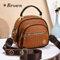 Classic Leather Crossbody Bag with Multifunctional Compartments & Adjustable Wide Strap