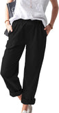 Women's Casual Linen Solid Color with Pocket Pants