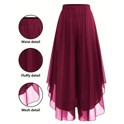 Women's Asymmetrical Chiffon Wide-Leg Pants