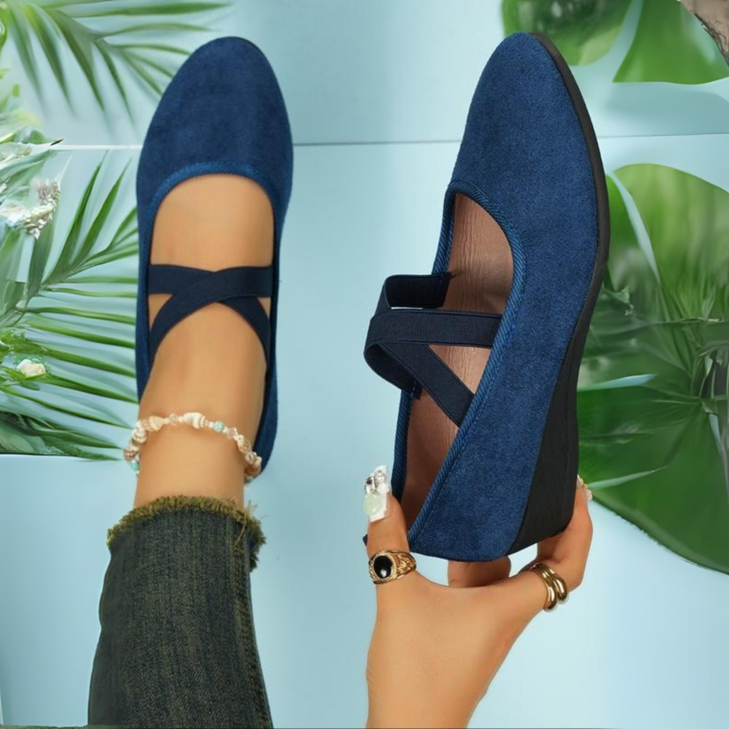 Closed Wedge Heel Ballerina Flats