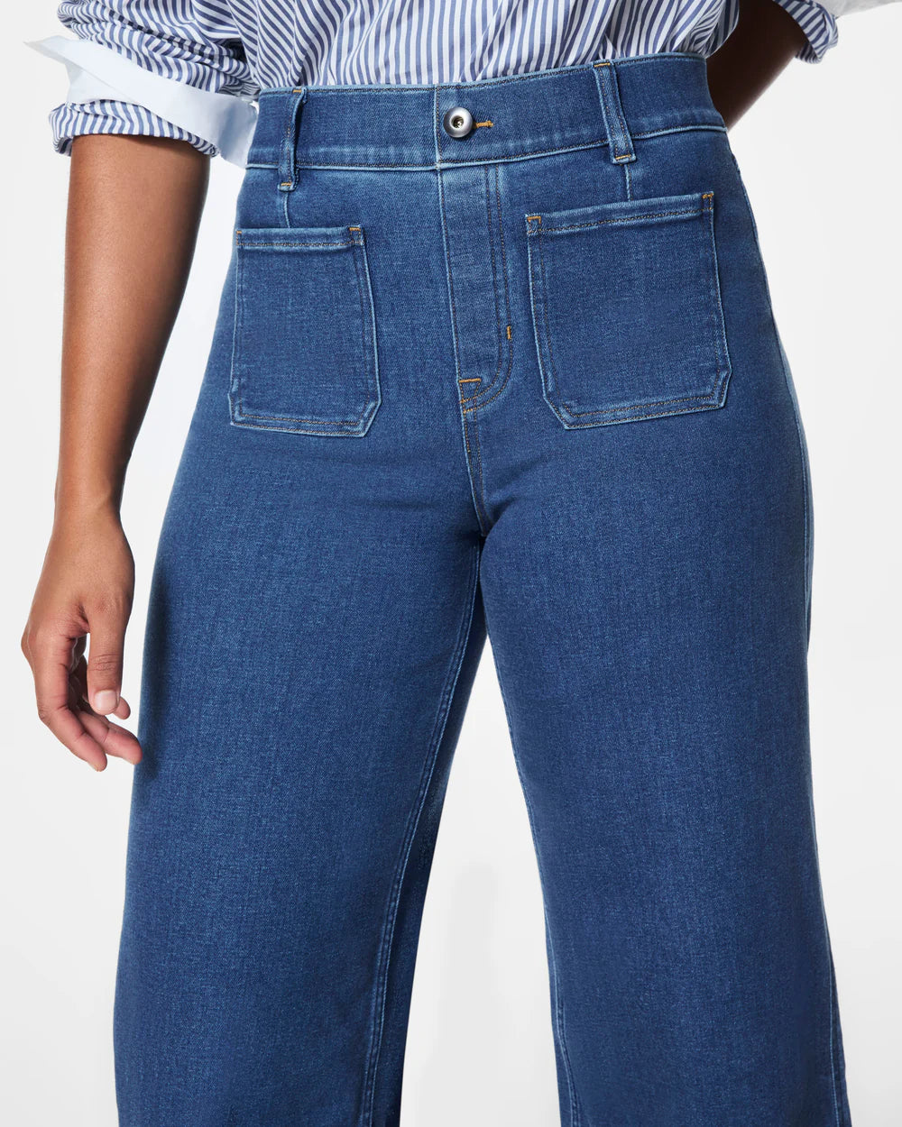 Tummy Control Cropped Wide-Leg Jeans
