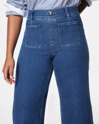 Tummy Control Cropped Wide-Leg Jeans