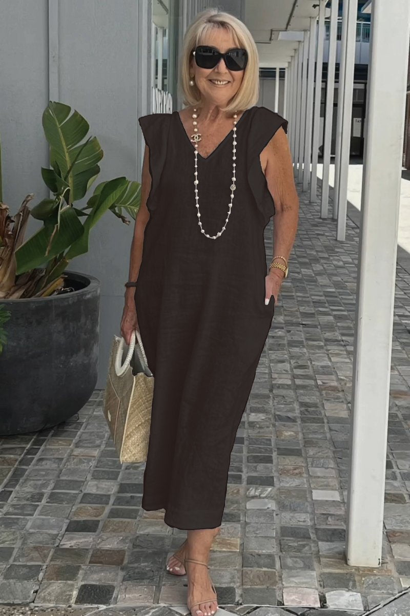 Women Cotton And Linen Casual Summer Beach Dress