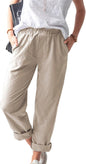 Women's Casual Linen Solid Color with Pocket Pants