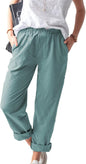 Women's Casual Linen Solid Color with Pocket Pants