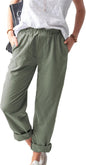 Women's Casual Linen Solid Color with Pocket Pants
