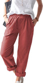 Women's Casual Linen Solid Color with Pocket Pants