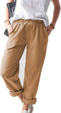 Women's Casual Linen Solid Color with Pocket Pants