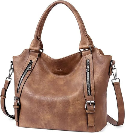 👜CLUCI Vegan Leather Large Handbags Tote Purse Shoulder Bag with Adjustable Strap