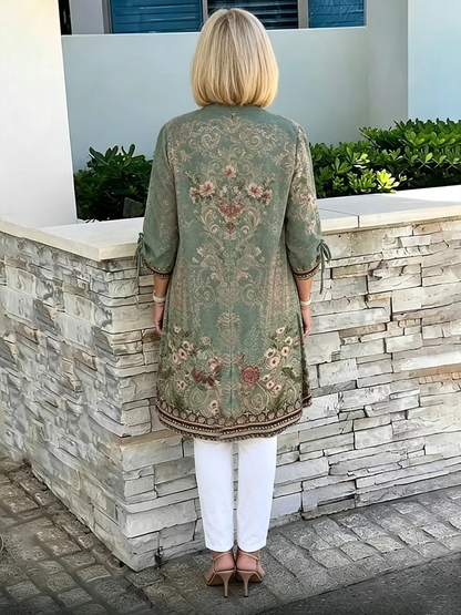 Solid Color Long Cotton Shirt Jackets Women Swing Jacket Shap Flattering Gathered Yolk At The Back