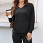 Women’s Hoodless V-Neck Hoodie with Pockets