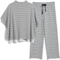 Women's 2-Piece Lounge Set – 3/4 Batwing Sleeve Capelet Top & Wide-Leg Pants