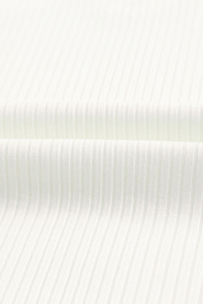 Lace Crochet Ribbed V Neck Tank Top