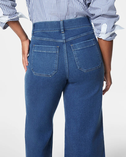 Tummy Control Cropped Wide-Leg Jeans