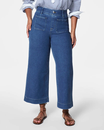 Tummy Control Cropped Wide-Leg Jeans