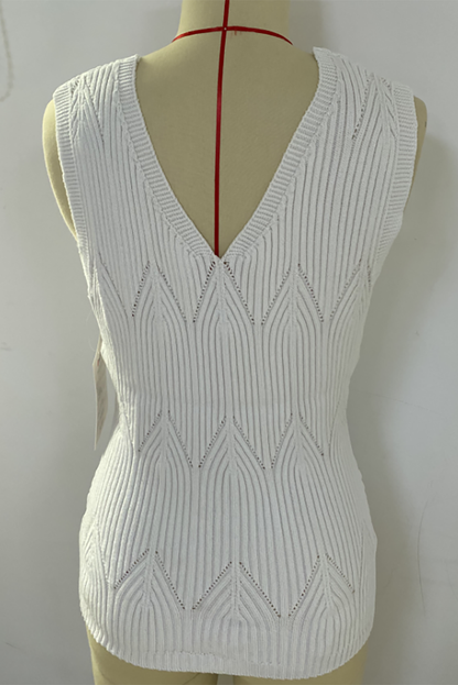 V Neck Knitted Sleeveless Top