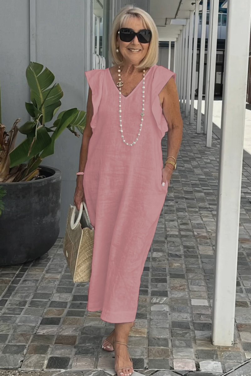 Women Cotton And Linen Casual Summer Beach Dress