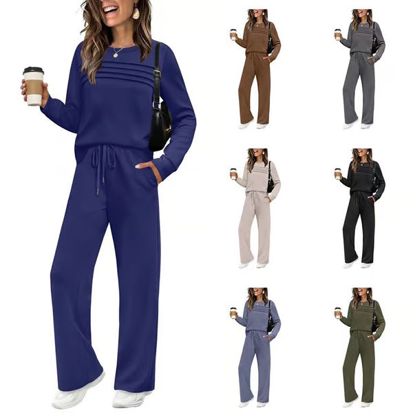 ✨Women's Crew Neck Top & Drawstring Pants Set2