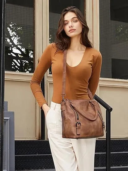 👜CLUCI Vegan Leather Large Handbags Tote Purse Shoulder Bag with Adjustable Strap
