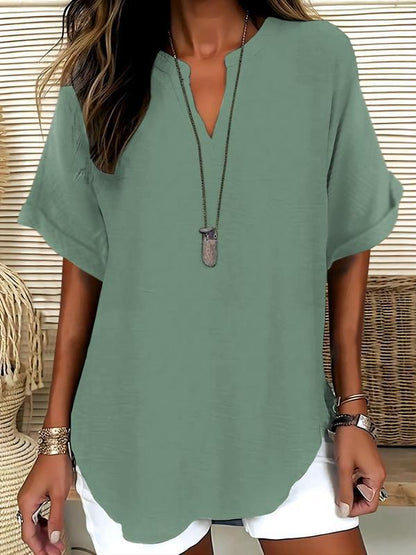 Women's Casual Solid Short Sleeve Top
