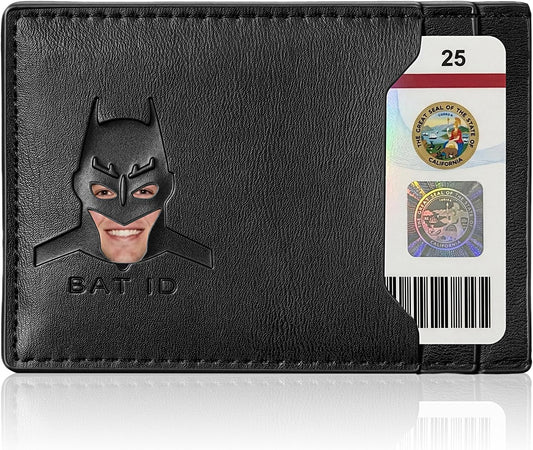 Leather Bat Wallet for Men and Women, Superhero-Inspired Card Holder with Multiple Card Slots, Eye Cutout Design