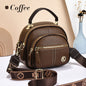 Classic Leather Crossbody Bag with Multifunctional Compartments & Adjustable Wide Strap