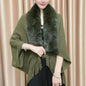 Winter Knit Fringe Fur Collar Shawl