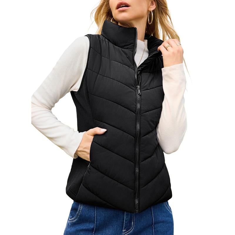 Lightweight Comfort: Women’s Sleeveless Puffer Zip Vest Outerwear