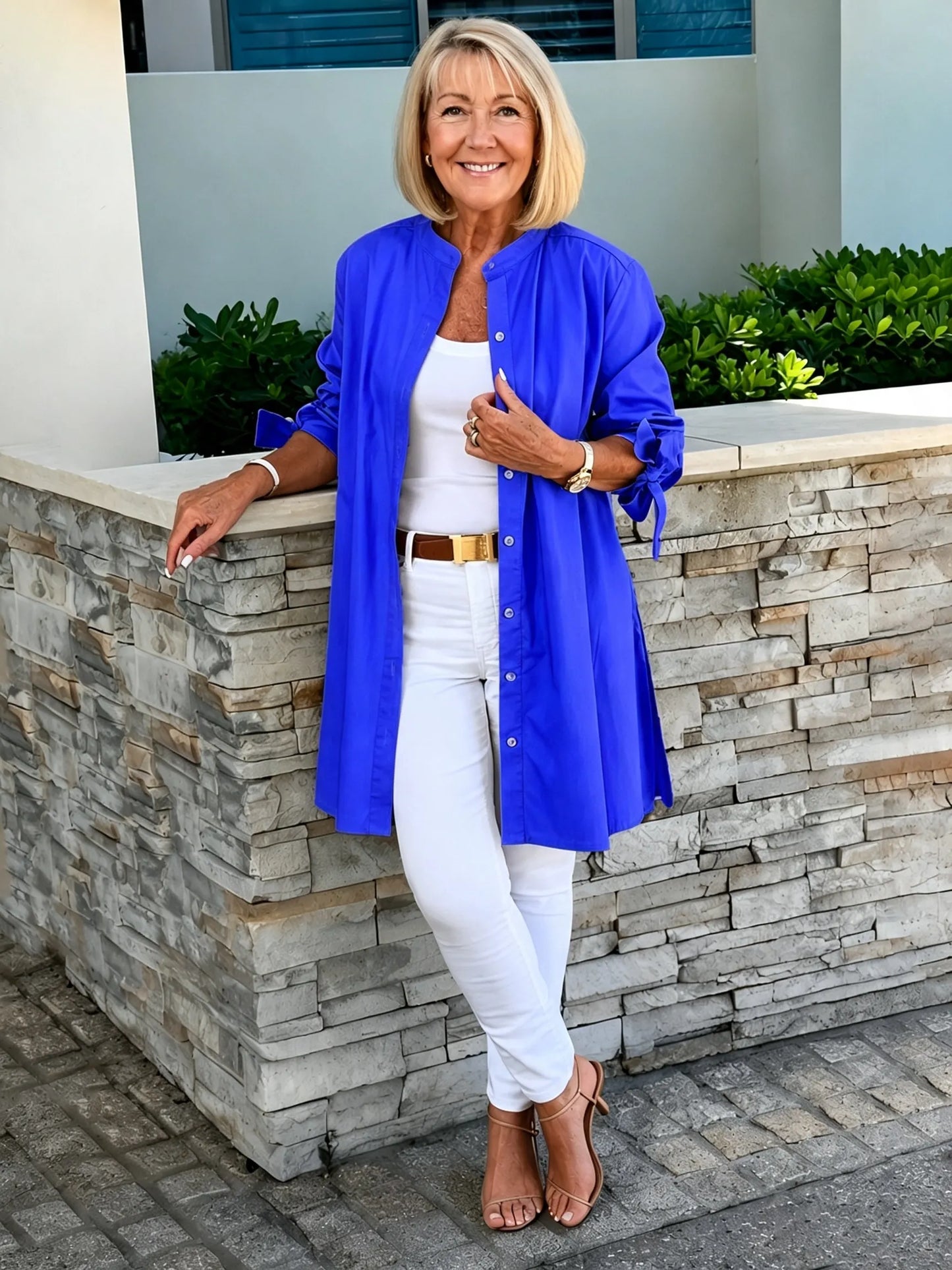 Solid Color Long Cotton Shirt Jackets Women Swing Jacket Shap Flattering Gathered Yolk At The Back