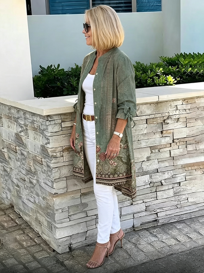 Solid Color Long Cotton Shirt Jackets Women Swing Jacket Shap Flattering Gathered Yolk At The Back