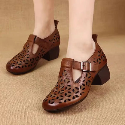 Wearscomfy Women's Leather Retro Ethnic Style Casual Shoes