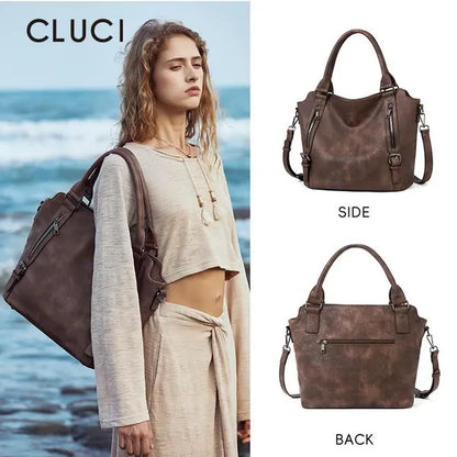 👜CLUCI Vegan Leather Large Handbags Tote Purse Shoulder Bag with Adjustable Strap