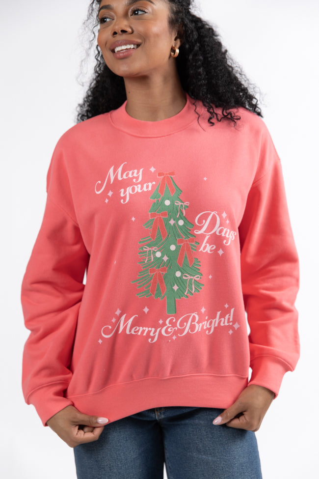 May Your Days Be Merry And Bright Gumdrop Red Graphic Sweatshirt DOORBUSTER