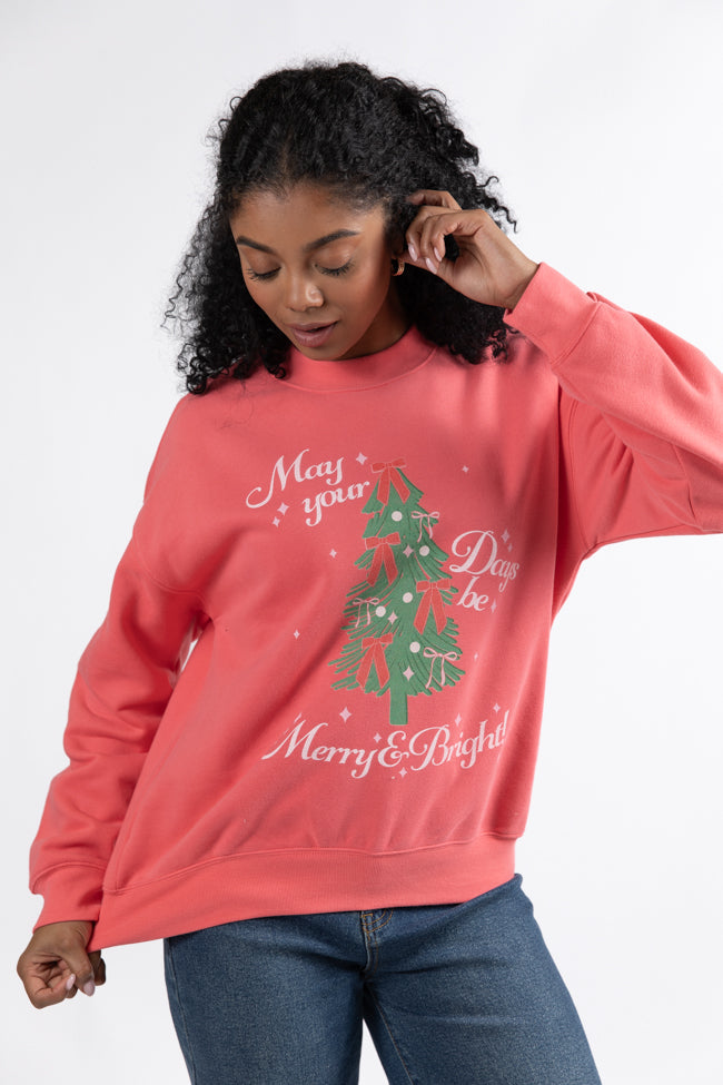 May Your Days Be Merry And Bright Gumdrop Red Graphic Sweatshirt DOORBUSTER