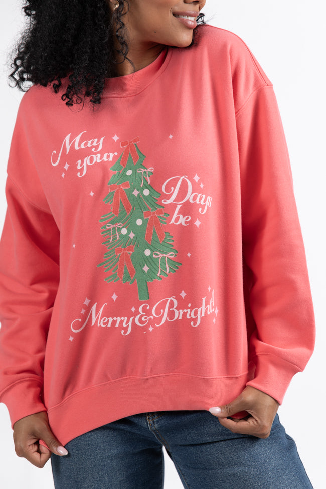 May Your Days Be Merry And Bright Gumdrop Red Graphic Sweatshirt DOORBUSTER