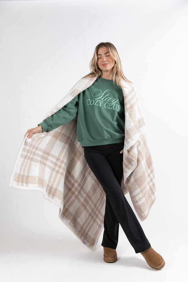 Stay Cozy Club Pine Needle Green Graphic Sweatshirt DOORBUSTER