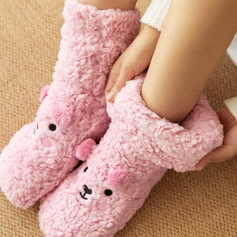 Fluffy Thick Velvet Fleece Bear Unisize Socks